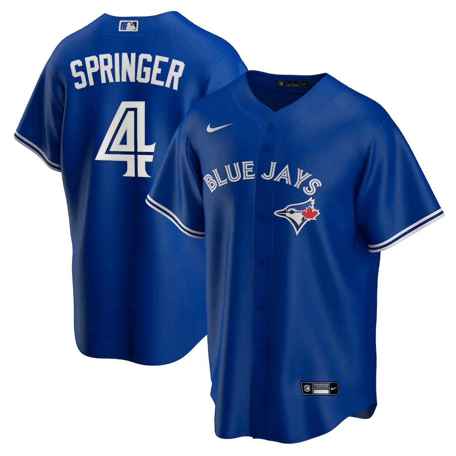 Men's Toronto Blue Jays #4 George Springer Blue MLB Cool Base Stitched Jersey